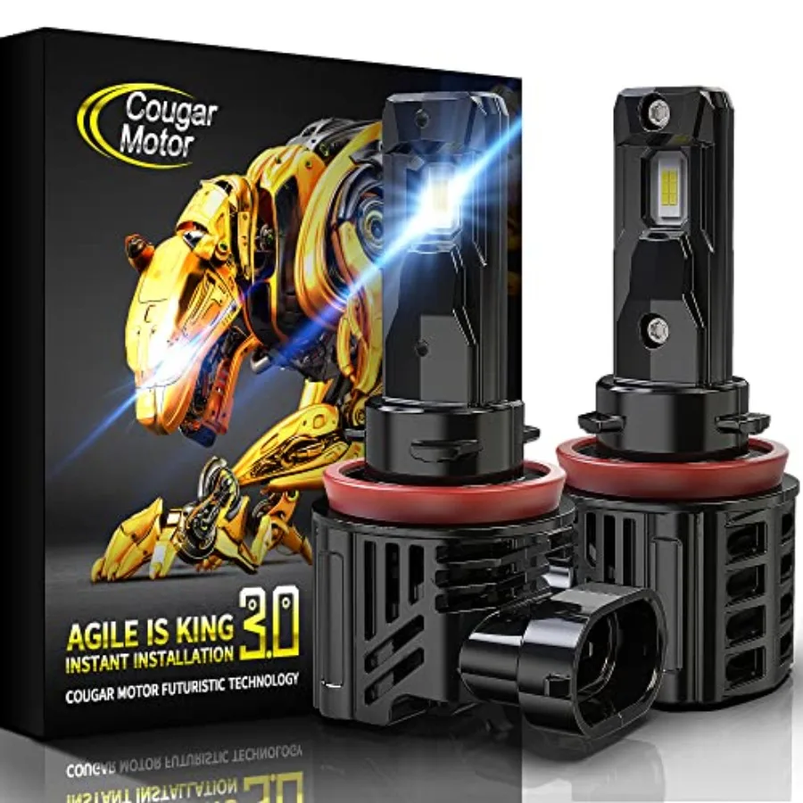 

H11 bulbs for fog lights polycarbonate housing white 6500K slim non-polarity design with instant plug-in wireless installation