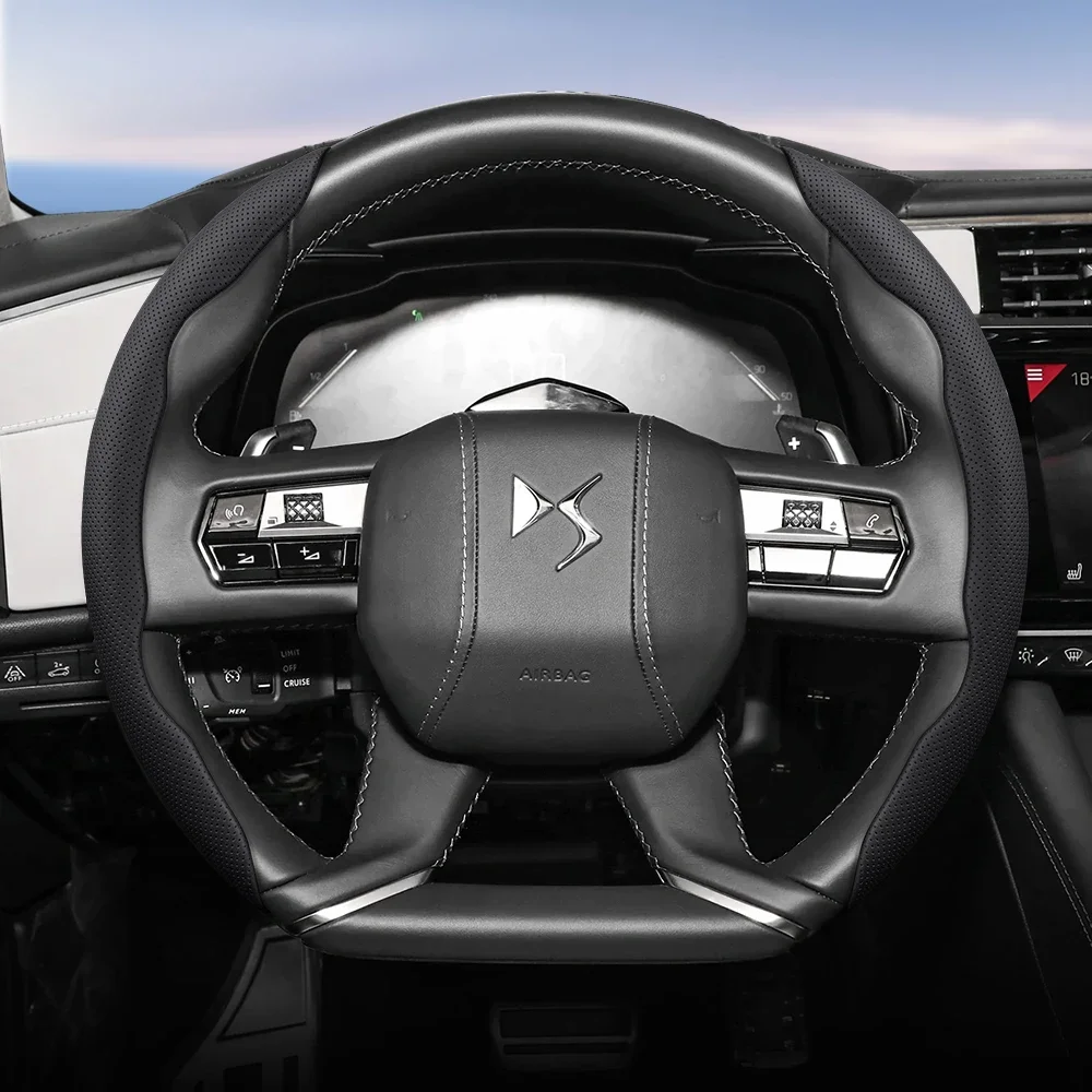 Geeignet für Ds Atmungsaktive Leder-Lenkradabdeckung mit Löchern Segmentiertes Schnellverschluss-Design Rutschfest Langlebig 3 4 5 7 9 Crossback – Detail 4