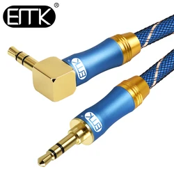 EMK AUX 3.5mm Jack Audio Cable Jack 3.5 Male to AUX Cable Audio 90 Degree Right Angle AUX Cable for Car Headphone Soundbar TV