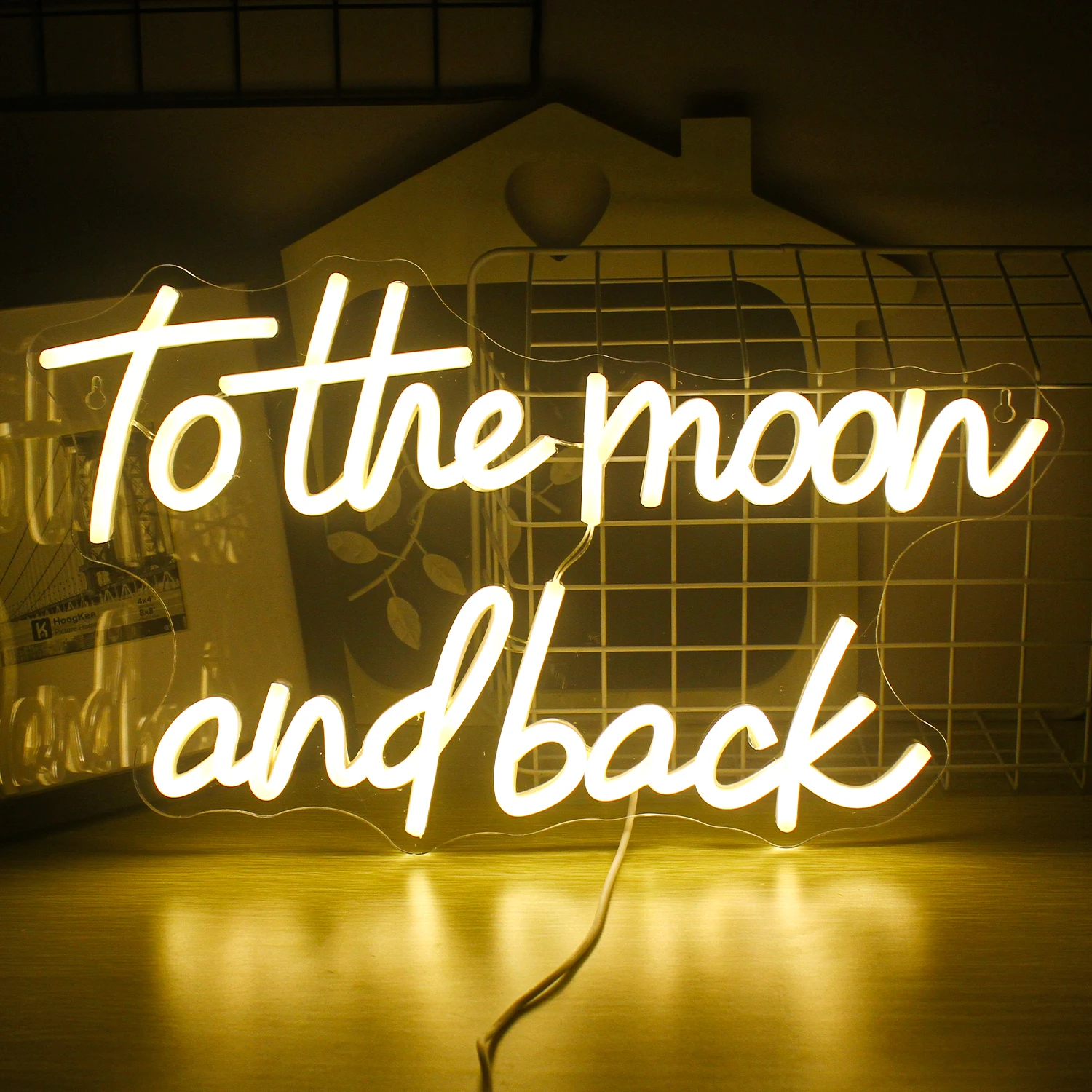 To The Moon And Back Neon Sign Warm White LED Lights For Wedding Birthday Party Bar Club Room Decor Bedroom Art Wall Decoration