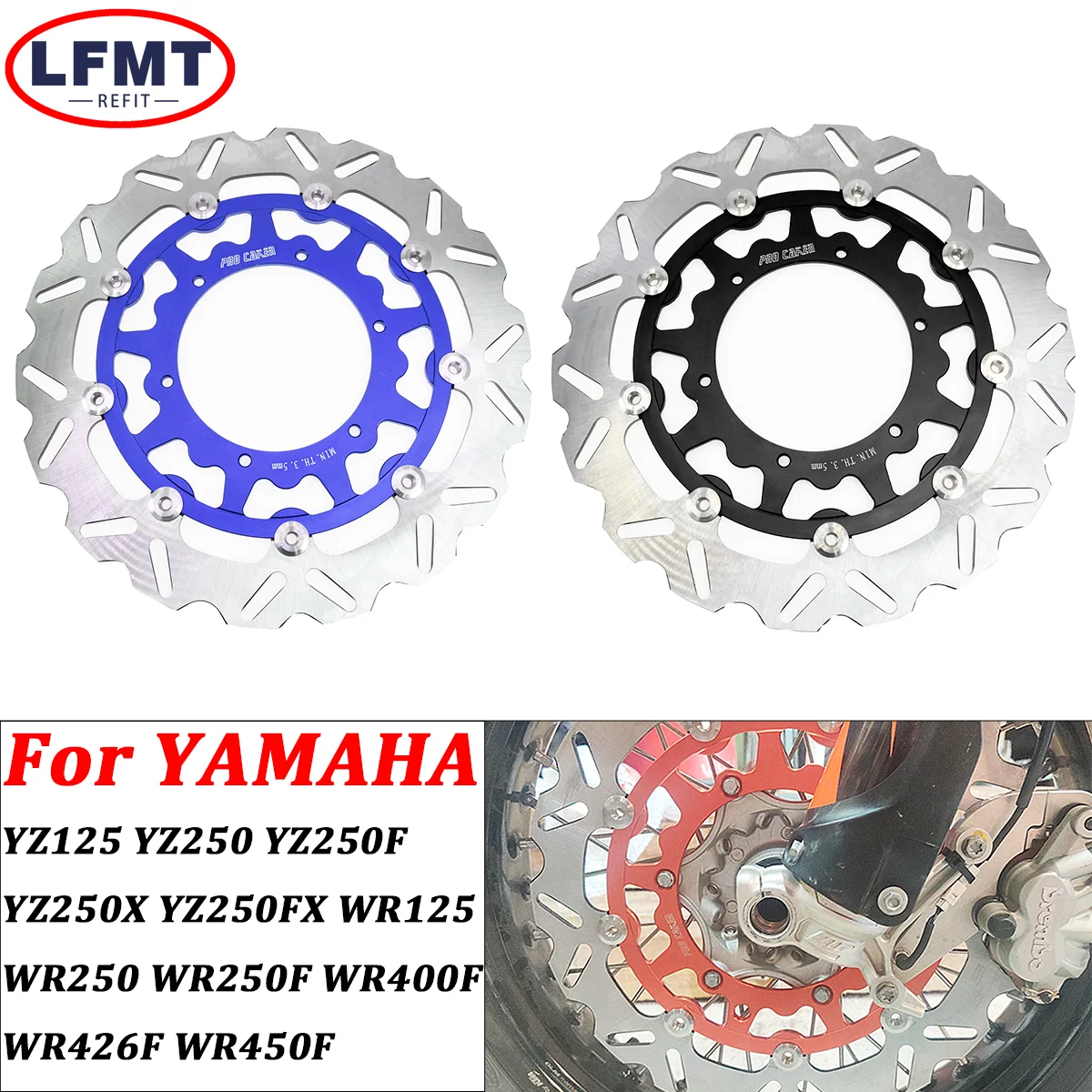 

Motorcycle Front Rear Brake Disc Rotor Disk For YAMAHA YZ125 250 YZ250F YZ250X YZ250FX YZ450F WR125 WR250 WR250F WR426F WR450F