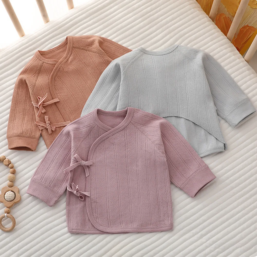 Baby Tops Long Sleeve Solid Color Spring Autumn Summer Winter Newborn Clothes Hospital Baby Girl Boy Tshirt