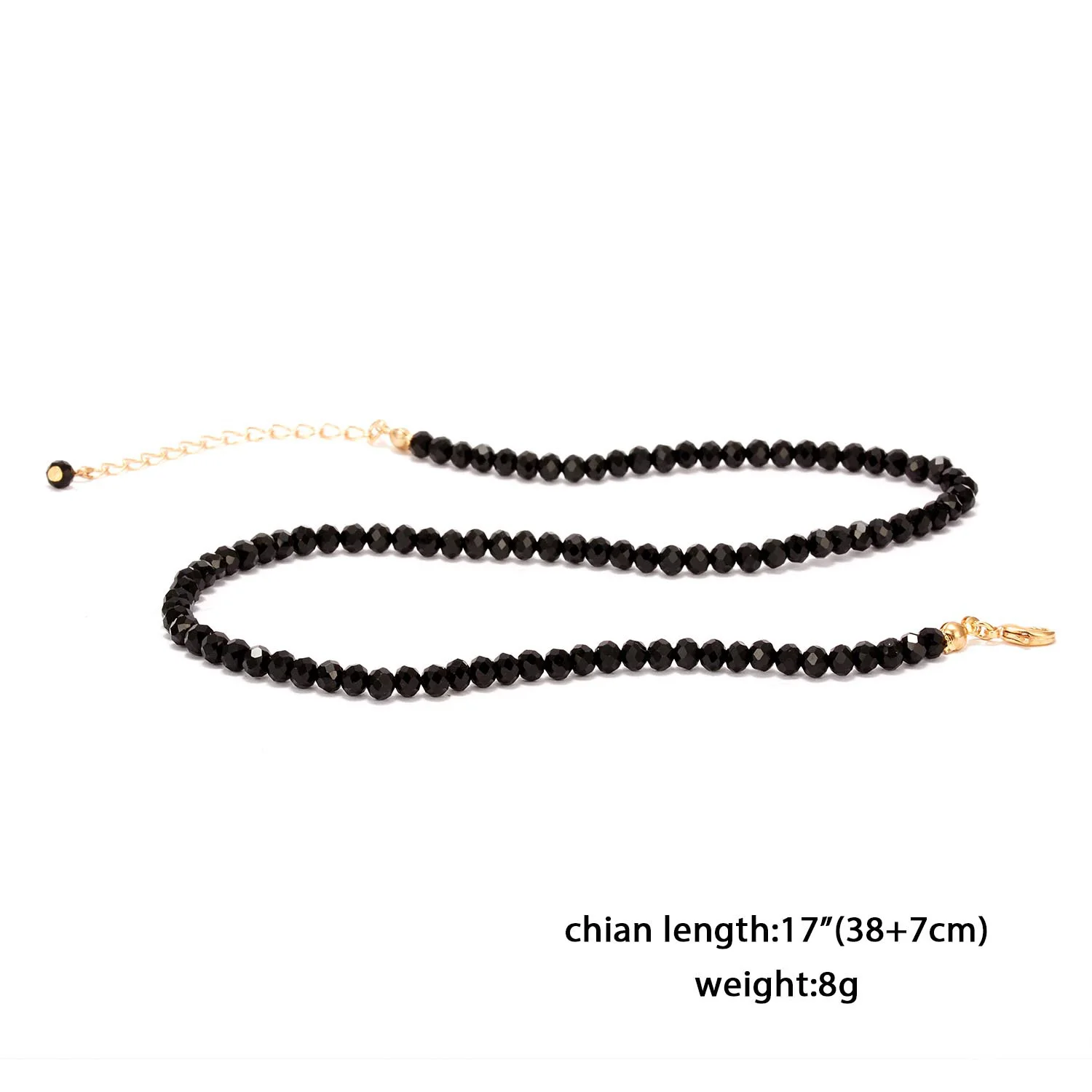 Fashion Black Beads Choker Necklace for Women Simple Small Blue Crystal Short Necklace Clavicle Chain  Jewelry Party Gift