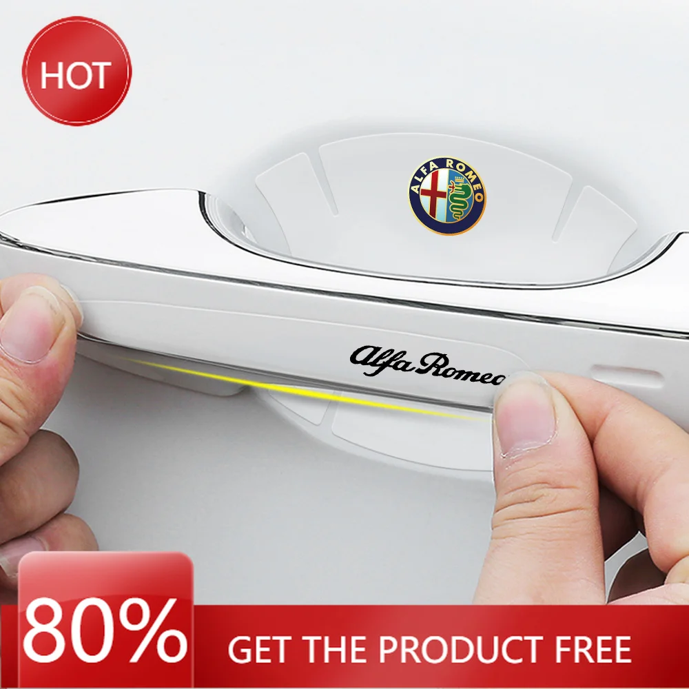 Hub Caps 4/8pc Car Door Handle Cup Protector Film Anti Scratch Stickers For Alfa Romeo Tonale 147 159 156 Mito Stelvio Sportiva