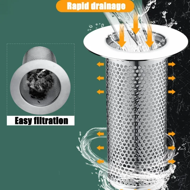 Stainless Steel Floor Drain Filter Mesh Kitchen Sink Anti-clog Filter Bathroom Hair Catcher Enduring Shower Leak Net Strainer