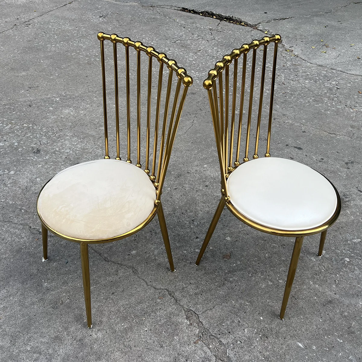 

Spot stainless steel chair Hotel banquet dining chair Wedding wedding outdoor stool Light luxury leather chair with backrest cus