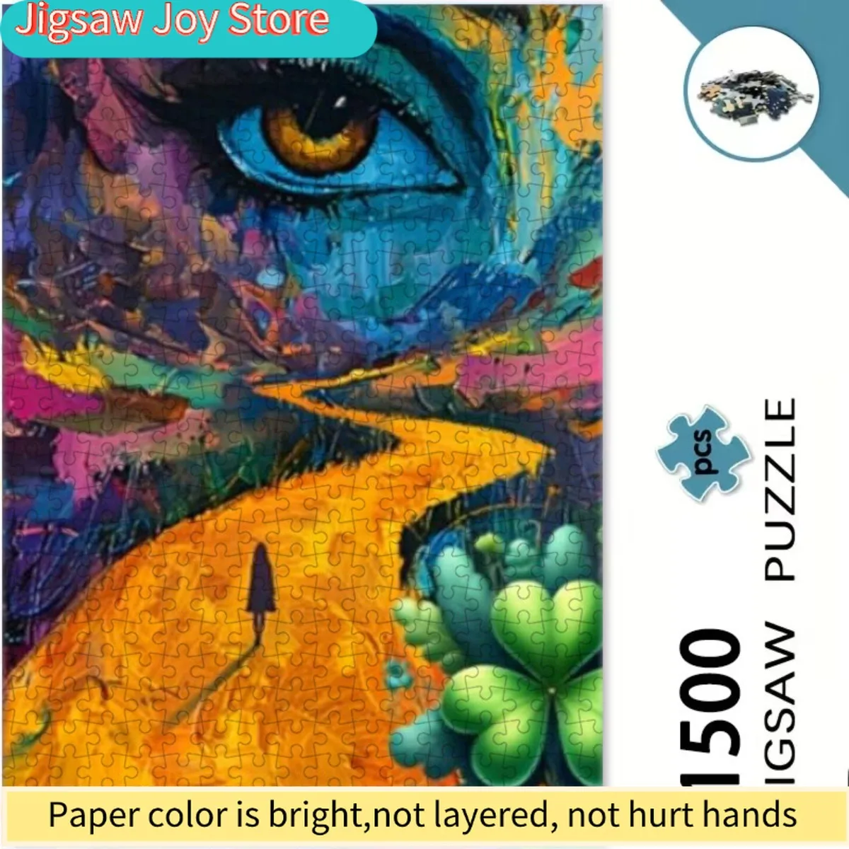 

Пазл для взрослых | Красочные абстрактные глаза, дорога, человеческие тени, узор в виде четырехлистного клевера | Подарок на Рождество/день рождения | Декор для дома