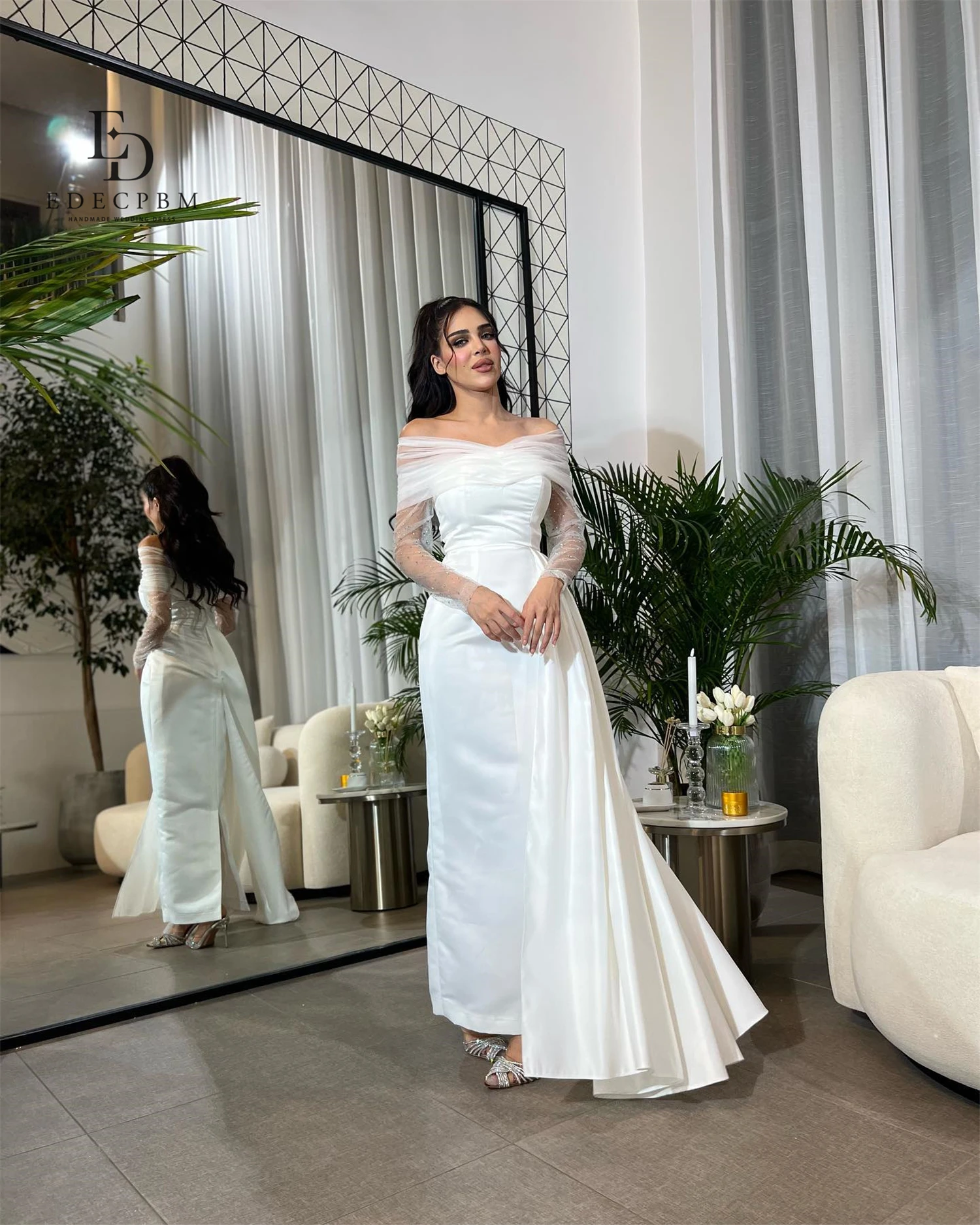 Edcpbm personalizado festa de casamento sereia vestido de casamento tamanhos grandes vestido de noiva luxuoso vestidos de noite de casamento