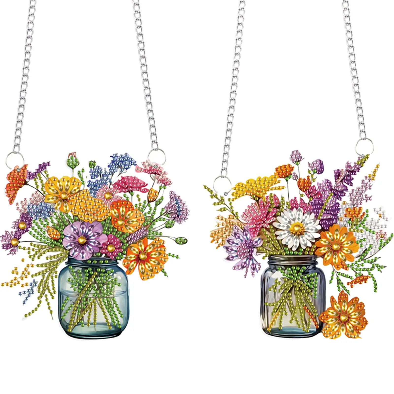 

Flower Special Shape Diamond Painting Decor Rhinestone Diamond Art Pendants DIY Diamond Art Pendant Kit for Garden Window Decor