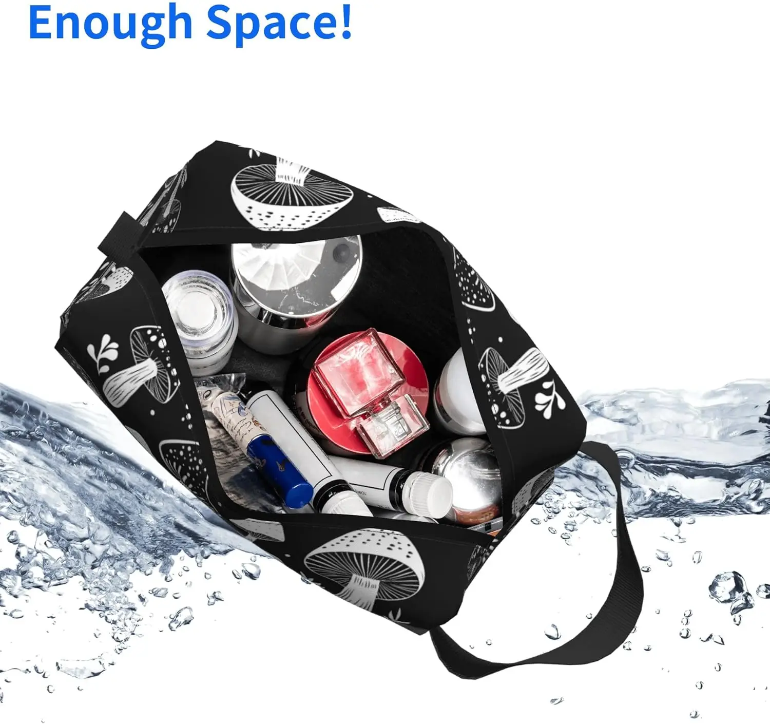 Gothic Travel Toiletry Bag for Women Men Waterproof Makeup Pouch Wash Bags Accessories Organizer Art Mushroom view 6