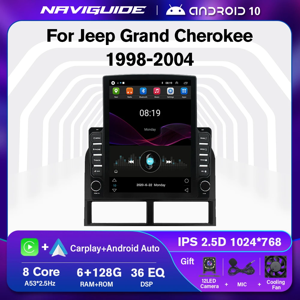 

Автомагнитола IDE в стиле Tesla для Jeep Grand Cherokee II WJ 1998-2004, Android 10,0, мультимедийный плеер с GPS-навигацией, Авторадио