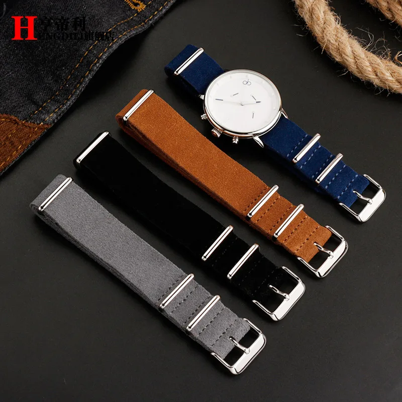 Ремешок мужской из мягкой замши и матовой кожи с стальной пряжкой для Tudor Omega Seahorse 300 Seiko Rolex, 20 22 мм