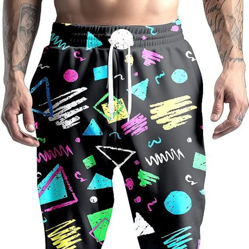 Calça Jogger leve masculina, moletom Jogger, elástico na cintura, pista atlética, trajes de Halloween, 80s, estilo 90s