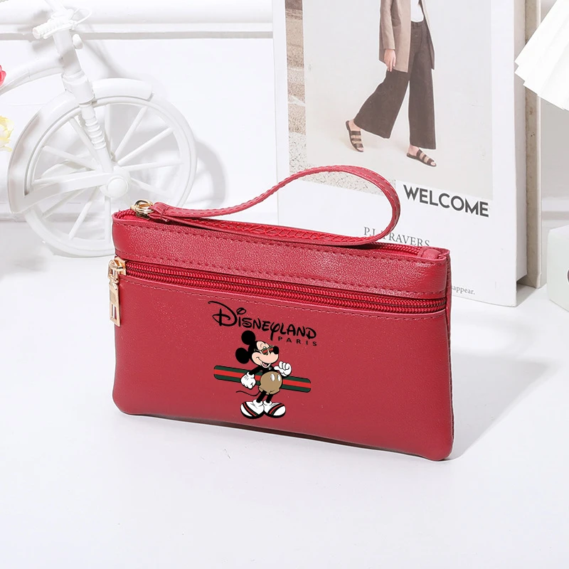 Mickey Minnie Mouse Women Clutch Bags New Cartoon Anime Double Zipper Fashion Mobile Phone Wallet Friend Couple Birthday Gift