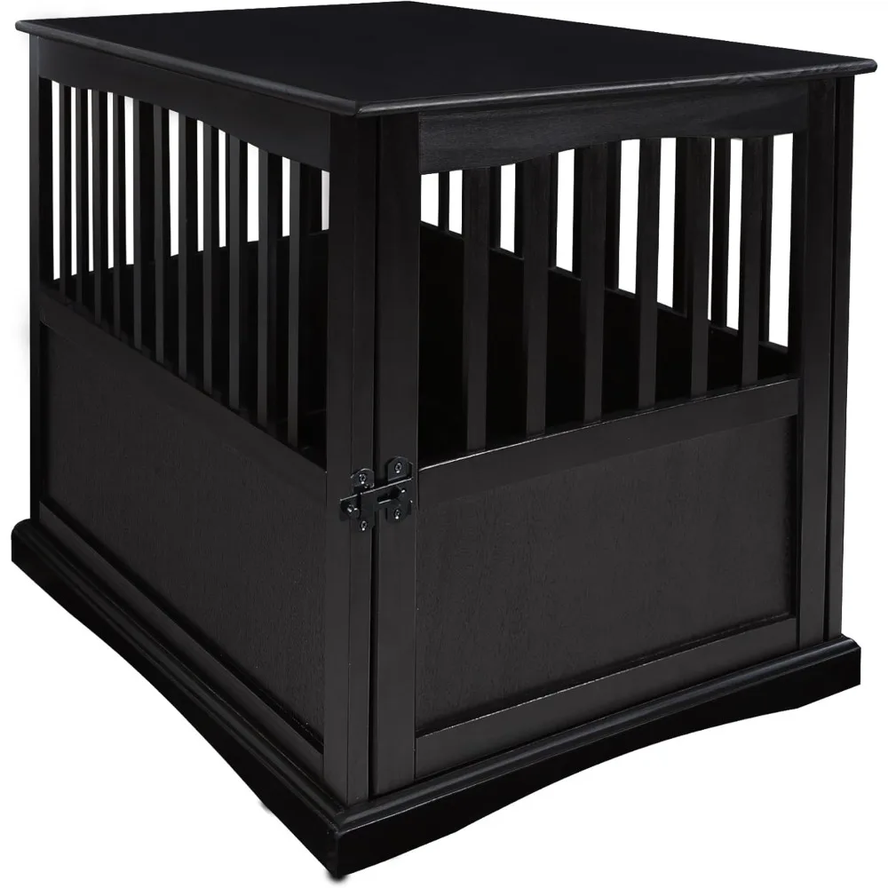 Casual Home Wooden Large Pet Crate, End Table, (Black, 24