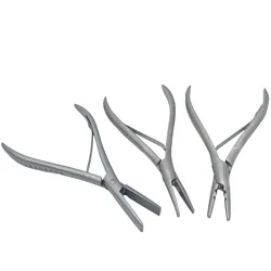 3 type 1 PC 7 inch Silver Stainless Steel Clamp Hair Extension Plier with two holes Keratin Hair Extensions Removal Tools