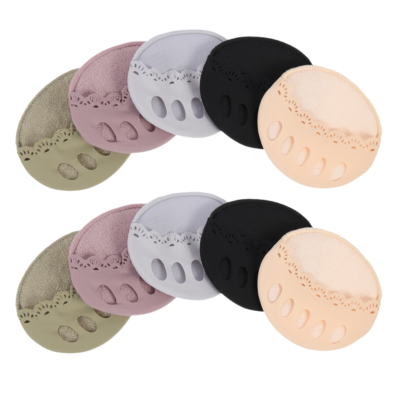 

5 Pairs Foot Sweat Pads Silicone Toe Separators Insoles Comfortable Seamless Forefoot Pads Breathable Half Socks