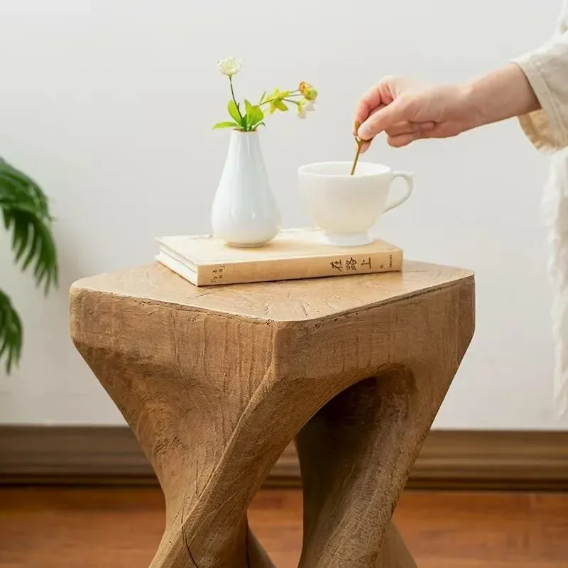 Wabi Silent Wind Coffee Table Bedside Table Imitation Solid Wood Stool Magnesium Oxide Pier Sitting