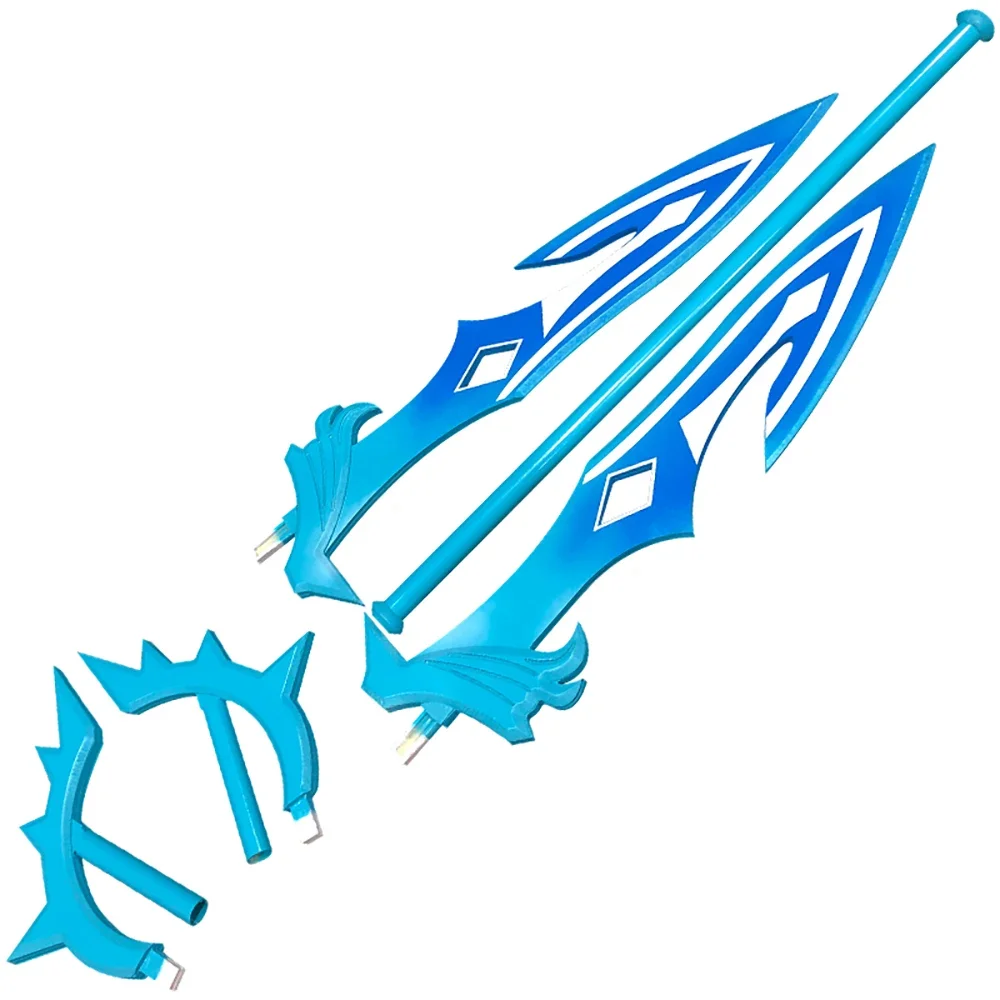 Genshin Impacto Tartaglia Cosplay Prop, Espada Lança, Decoração de cabelo ajustável, Acessórios Halloween, Formas 2