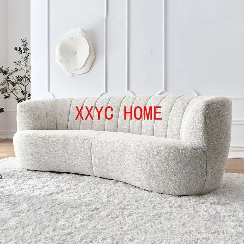 Relaxing Sofa Living Room 3 Seater Modern Adults Floor Curved White Designer Single Couch Woonkamer Banken Woonkamer