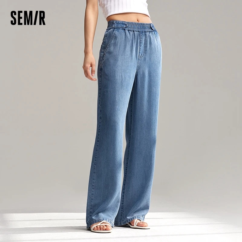 Semir-pantalones vaqueros de pierna ancha para mujer, pantalón de cintura elástica, estilo sencillo, novedad de verano 2024