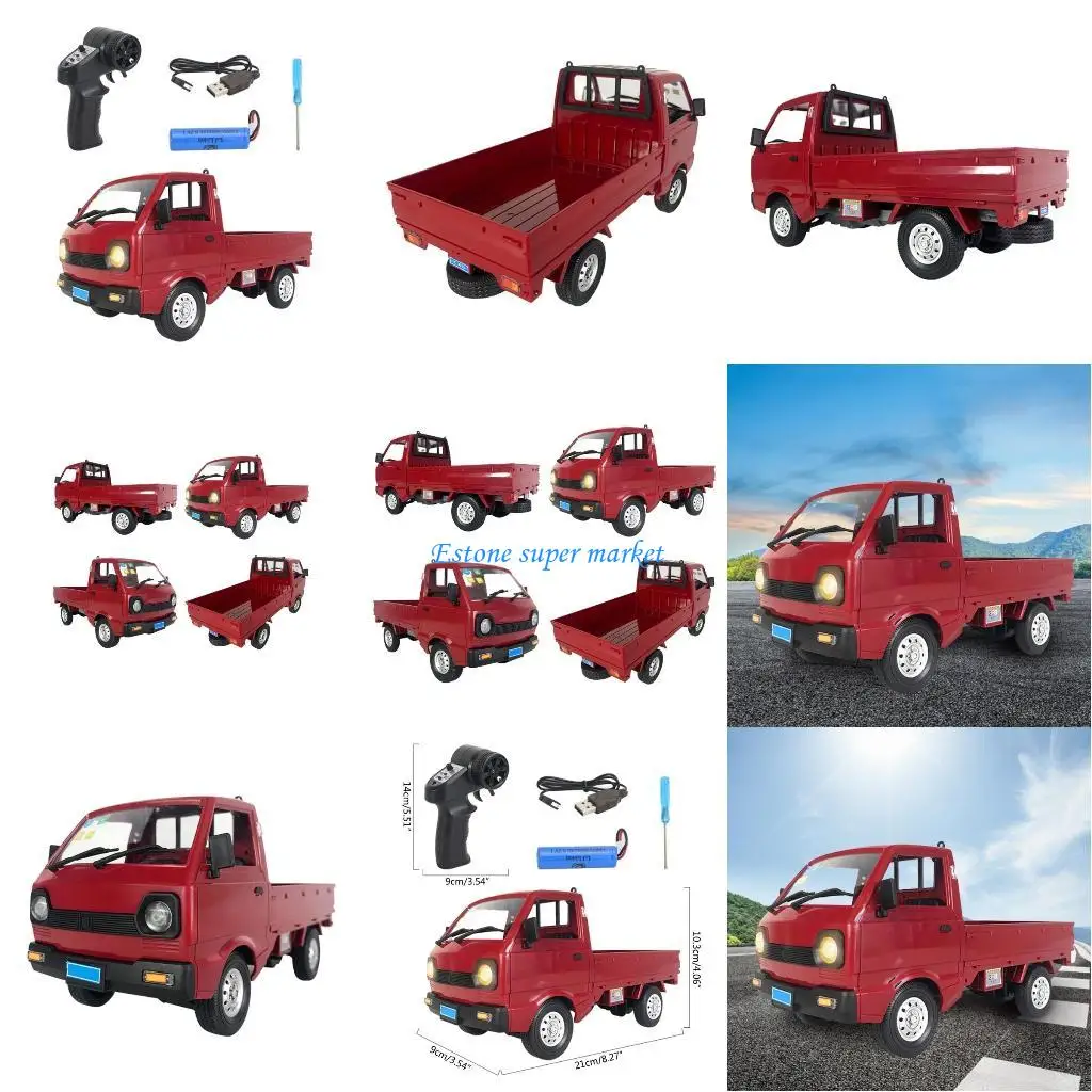 

090B Remote Control D12mini Toy Red Truck for Kids Gift Boys Girl 1:16 Scale
