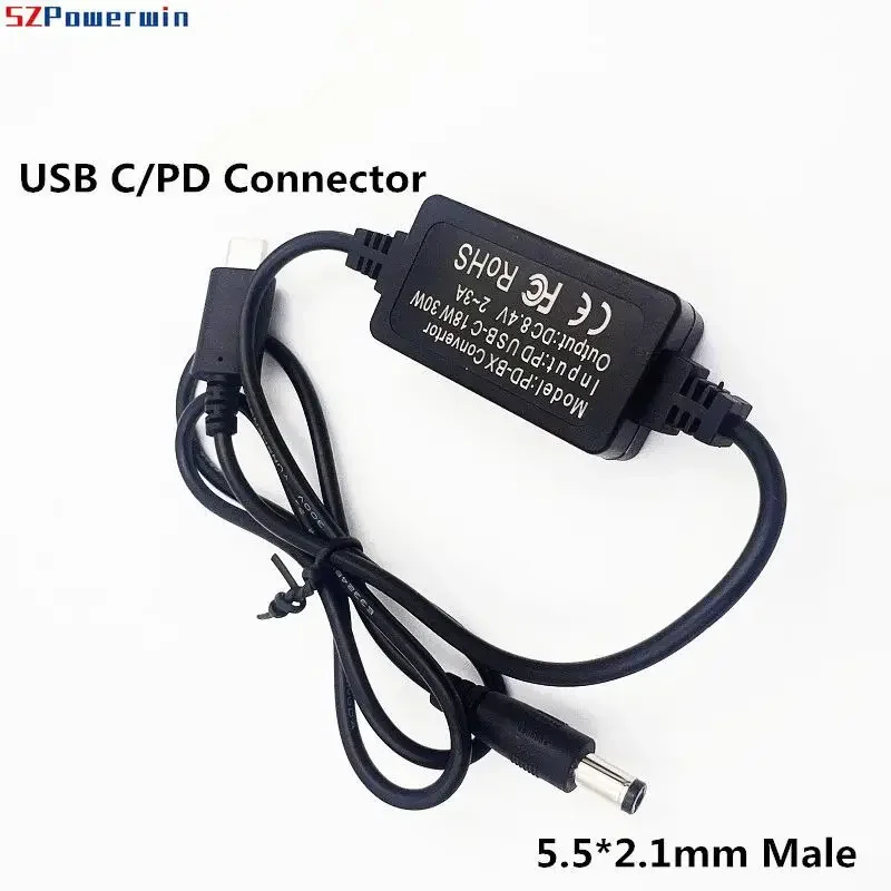 

10pcs USB-C PD Convertor to 5.5*2.1mm for Camera DC Coupler AC-PW20 FW50 FZ100 Canon DR400(BP511) DR-E6 LP-E6 DR-E18 LP-E17 DCC3