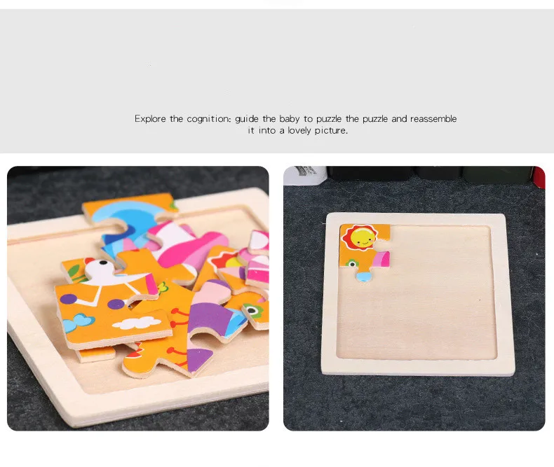 Heißer Verkauf 11X11CM Kinder Holz Puzzle Baby Cartoon Tier Verkehrs Tangram Holz Puzzle Pädagogisches Puzzle Spielzeug Für kinder Geschenke – Detail 6