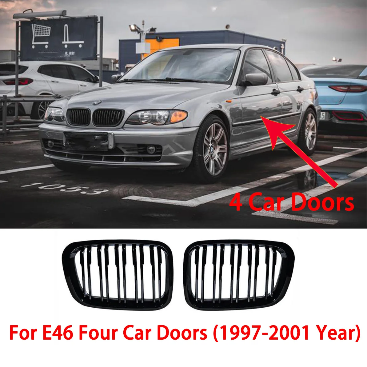 Chrom Frontgrill Nierengrill Für BMW E46 4-Türer 320i 325i 330i Facelift 2002-2005
