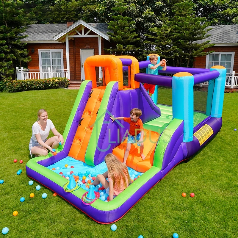 

Air Bounce House with Water Slide Courtyard Inflatable Jumping Castle with Pool Bouncy Castle for Kid's Outdoor Game Play Party