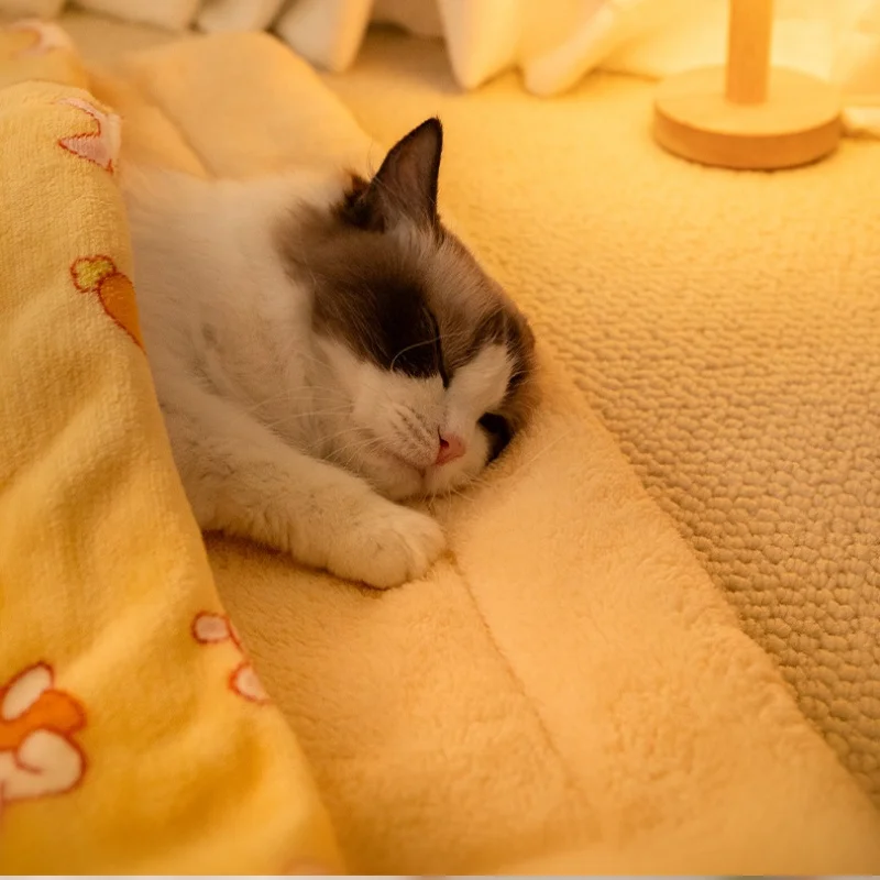 ผ้าห่มสุนัขอุ่นน่ารักนุ่มสัตว์เลี้ยง Sleeping ผ้านวม Mat Fluffy สบายแมวผ้าห่มเตียงหนา WARM Dog Cat Kennel ผ้านวม