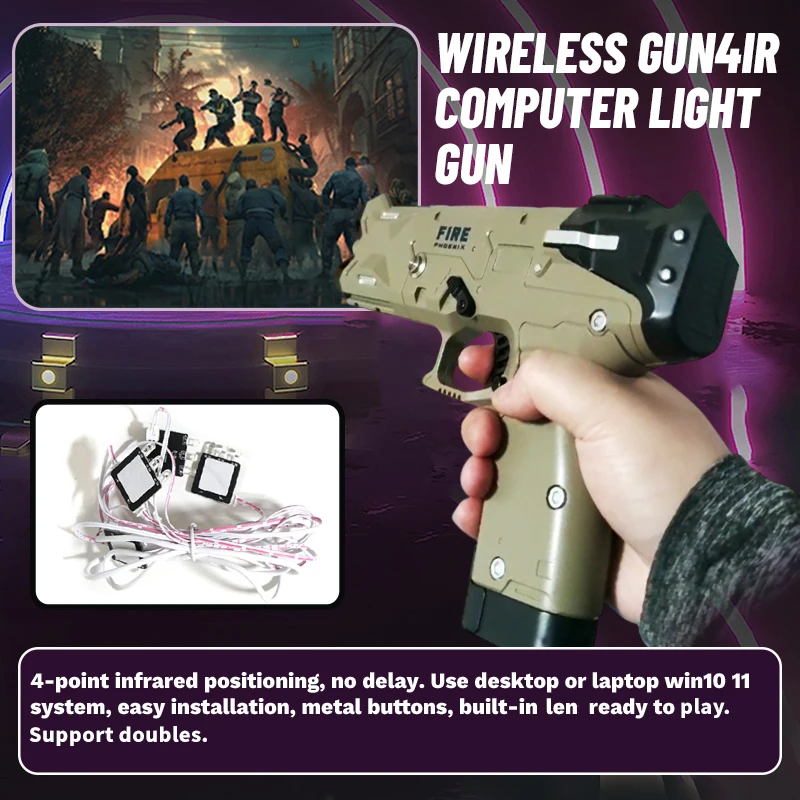 

Wireless 4IR Fire Phoenix Light Gun Support Recoil Effect and Video with 4000MA Lithium Battery Support Win10 11 System
