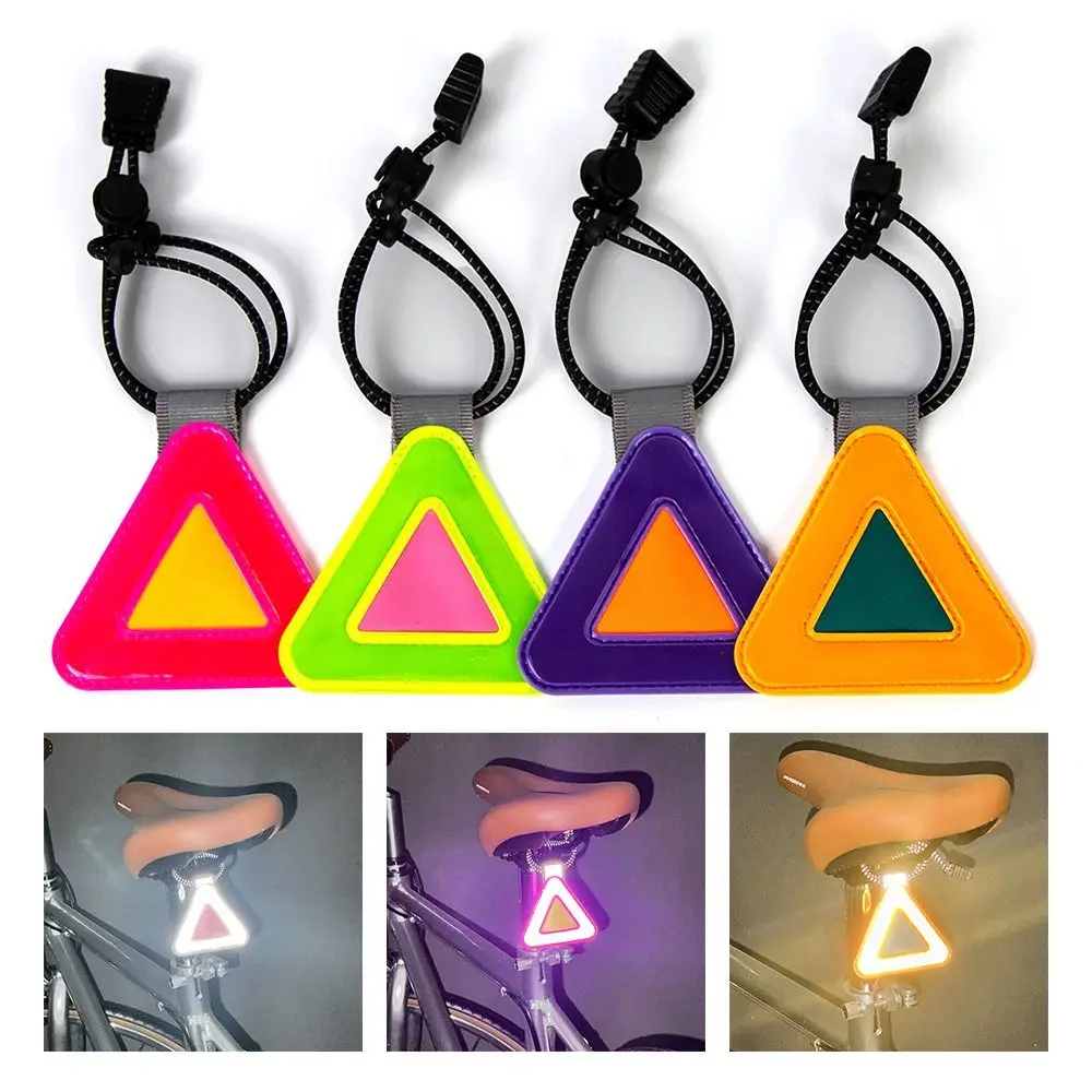1Pcs Elastic Cord Reflective Triangle Sign Safety Warning with Spring Hook Safety Clip Plastic Hanging Tag