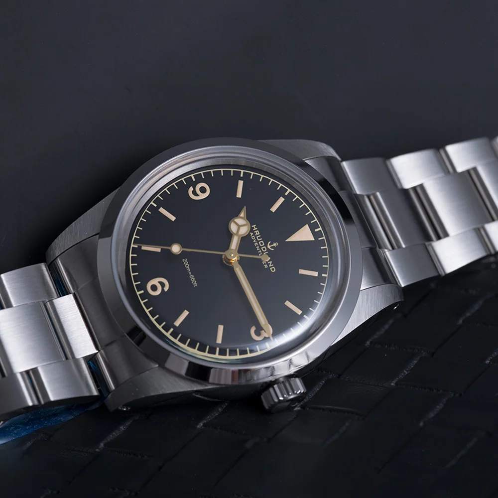 Hruodland 36MM Men's Automatic Mechanical Watch PT5000 Luminous sapphire Stainless Steel Waterproof 20Bar Reloj Hombre