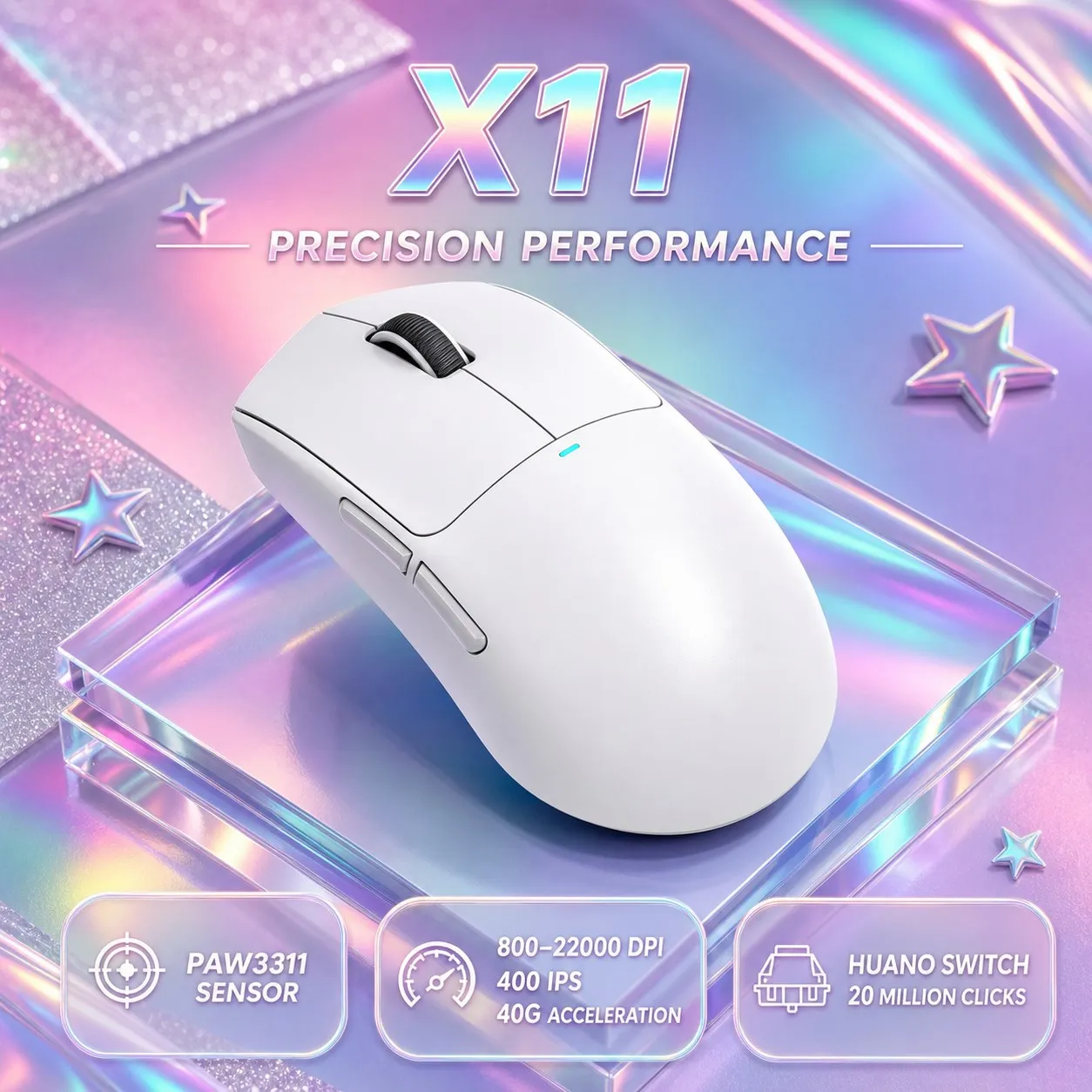 Attack Shark X11 Wireless Mouse, Bluetooth/2.4G/wired Tri-Mode Mouse, PAW3311 RGB Magnetic Charging Dock Gaming Mouse