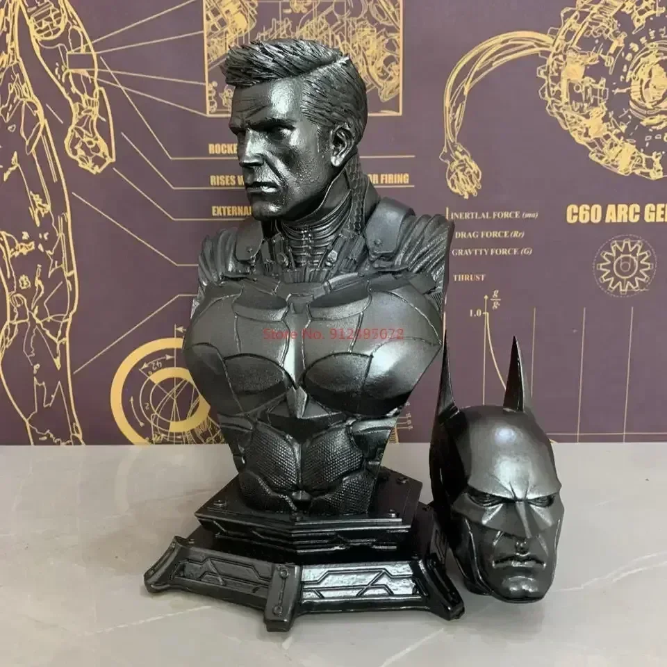 

Batman Figurine Arkham Knight Bust Sculpture Replaceable Head Imitation Copper Statue Model Home Decor Collectible Gift