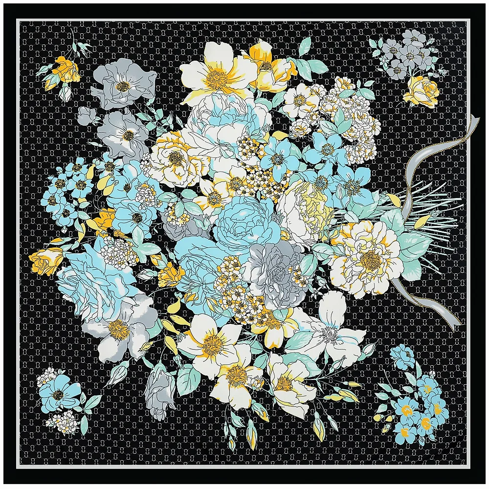 

130cm Peony Flower Ladies New Printing Twill Silk Scarf Fashion Design Bandana Scarf Women Shawls Luxury Scarves For Ladies