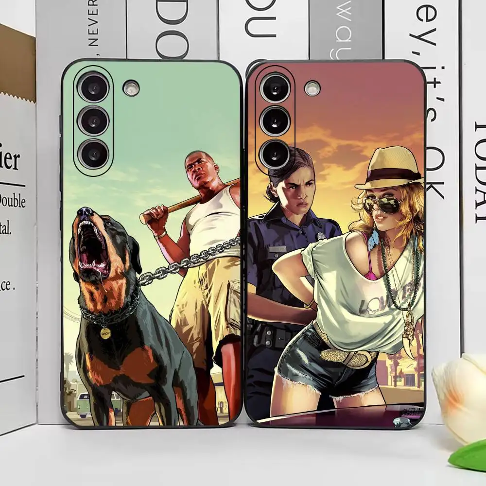 Funda de teléfono Game G-GTA6 S-San Andreas para Samsung Galaxy A73,A72,A71,A70,A53,A52,A51, funda negra de silicona suave