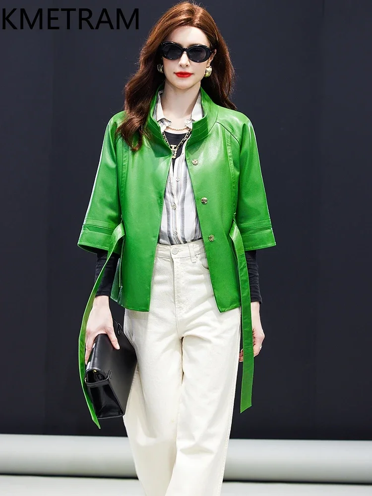 100% Sheepskin Jacket Woman High Quality Genuine Leather Short Jackets Women Spring Ladies Clothes Fashion Coat 2025 кожанка