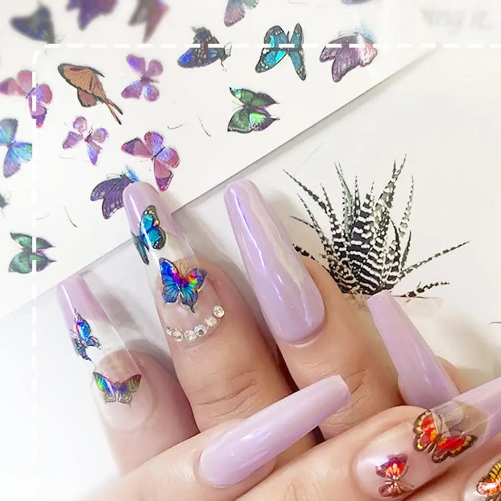 Waterproof Butterflies Nail Art Decoration Stickers Self-adhesive Nails Decals