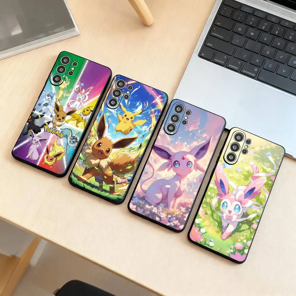 Pokemon-N Eevee Lovely-Y  Phone Case Black Silicone Soft For Samsung S25,S24,S21,S22,S23,S30,Ultra,S20,Plus,Fe,Lite Gift