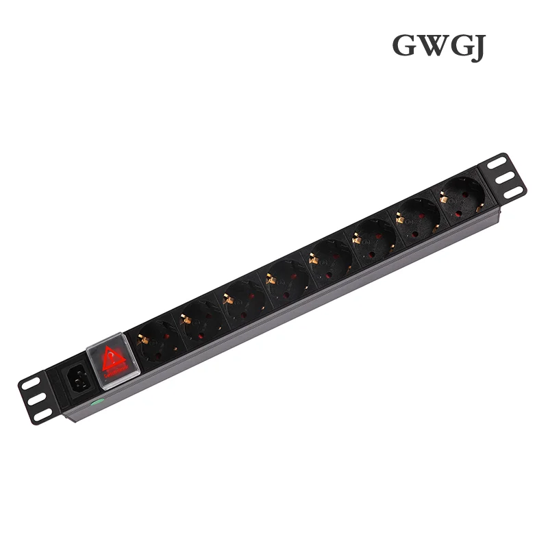 European standard PDU cabinet power socket 1U 19 inch 8 bit 16A double-break switch with lamp front C14 module incoming line