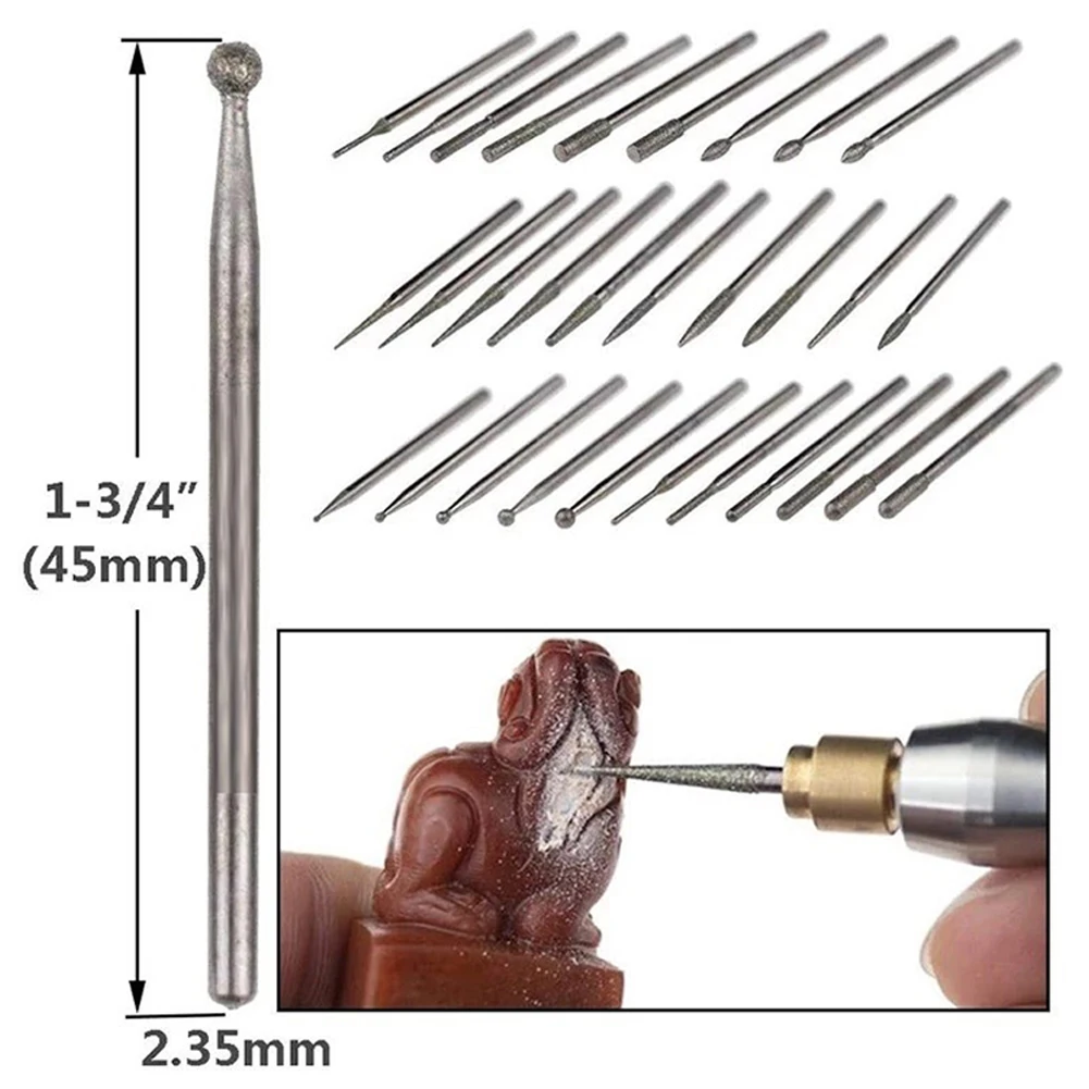 

2.35mm Shank Emery Bur Set 30pcs for Electric Grinder Accessories Used in Nail Art Acrylic Gel Nail Refining and Edge Shaping