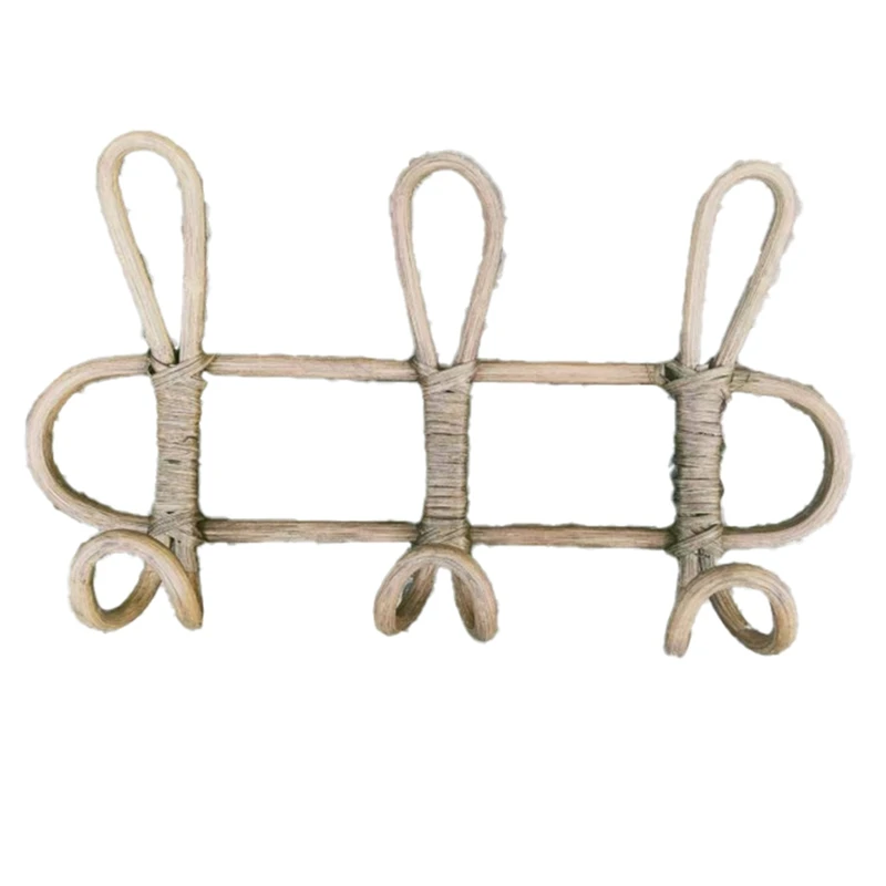 Rattan Wall Hooks - Kids Room Decorative Hanger, Clothes & Hat Organizer, Hanging Storage Rack For Children's Garments