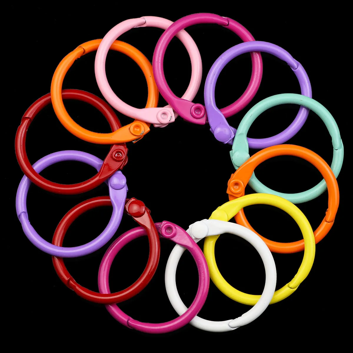 24mm 5-50pcs Round Mixed Colors Snap Ring Carabiner Colorful Lacquered Connector Keychain For Jewelry Making DIY Accessories