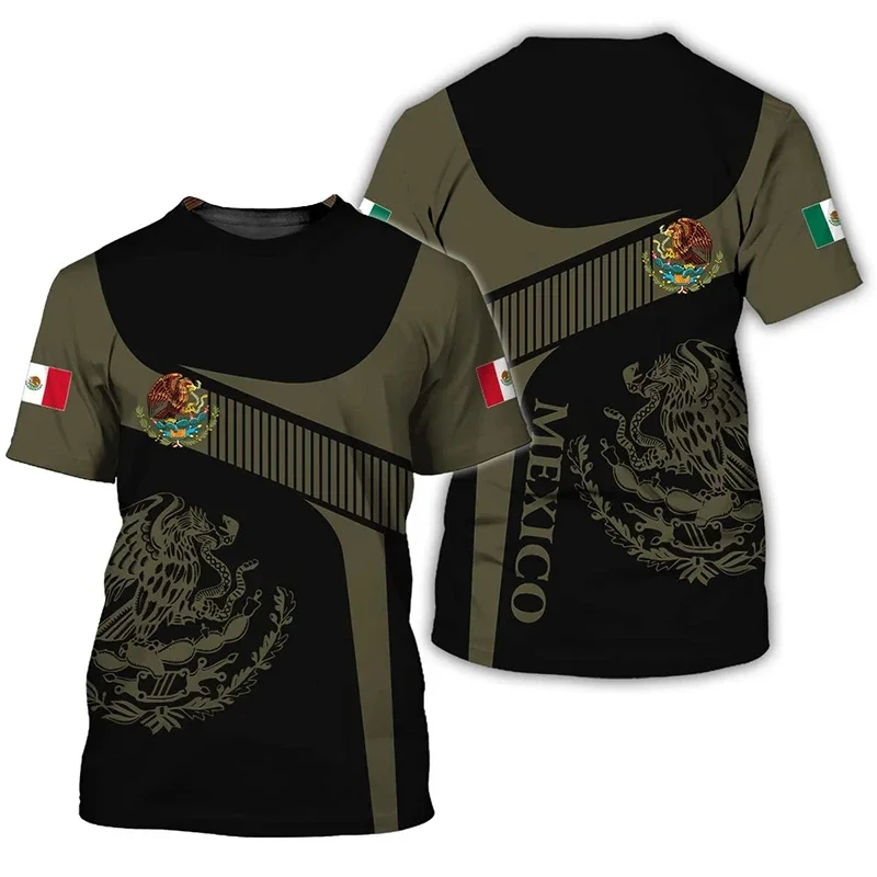 Mexico Flag 3D Print T-shirts Summer Mexican Men Woman Short Sleeve Fashion Tees Streetwear Harajuku T Shirt Kids Tops Clothing