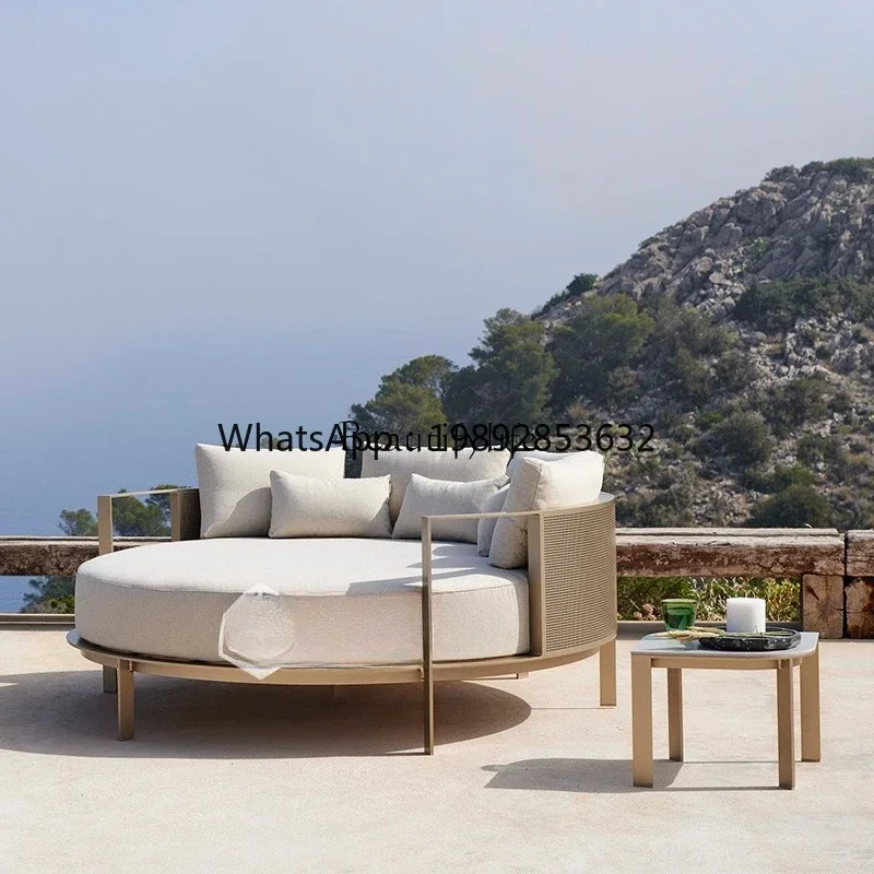 FF Nordic outdoor sofa courtyard garden stainless steel table and chairs light luxury corner open-air sofa chair bed combination