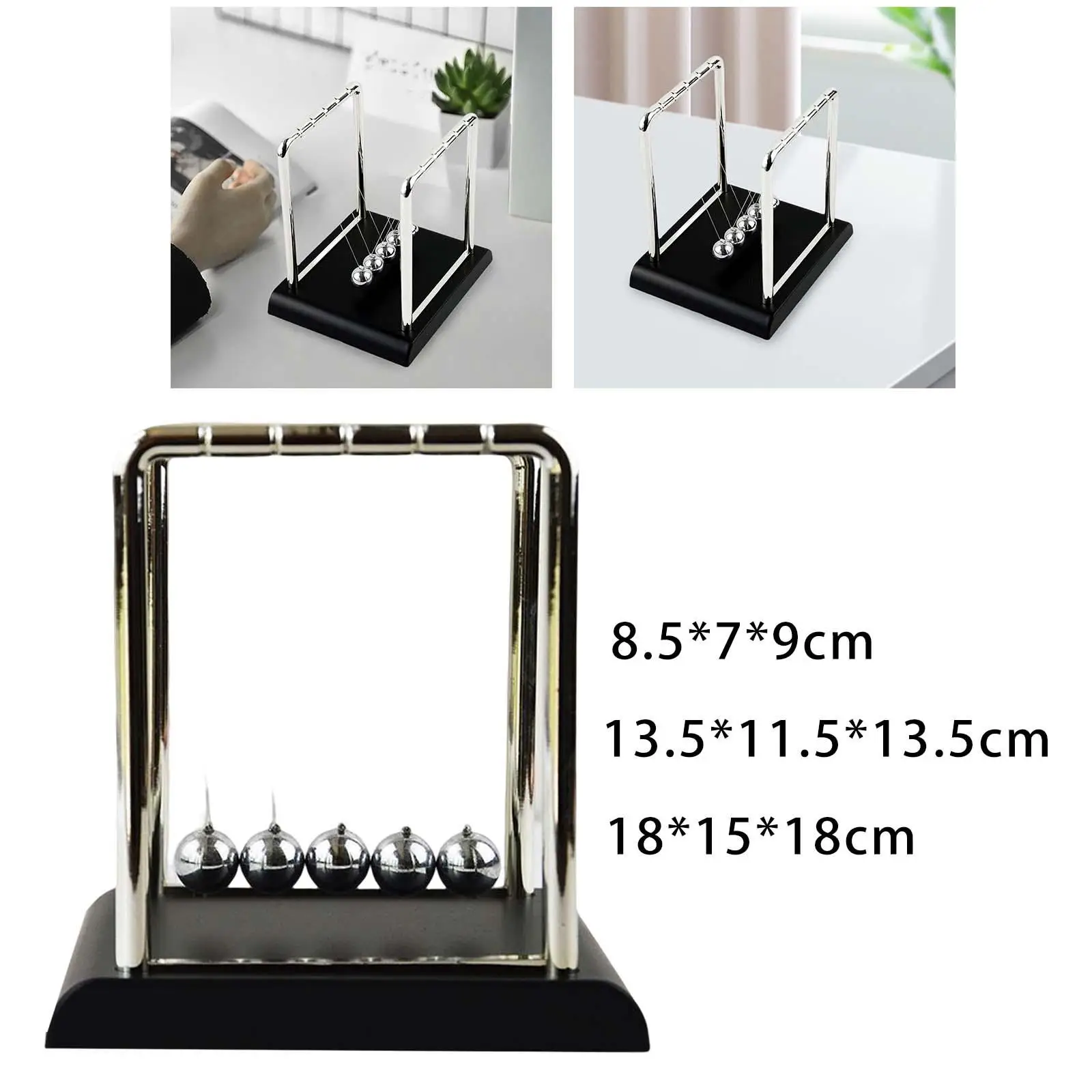 Cradle Pendulum Balance Steel Balls Physics Learning with Wooden Stand Pendulum Balls Accessories for Desk Office Decor