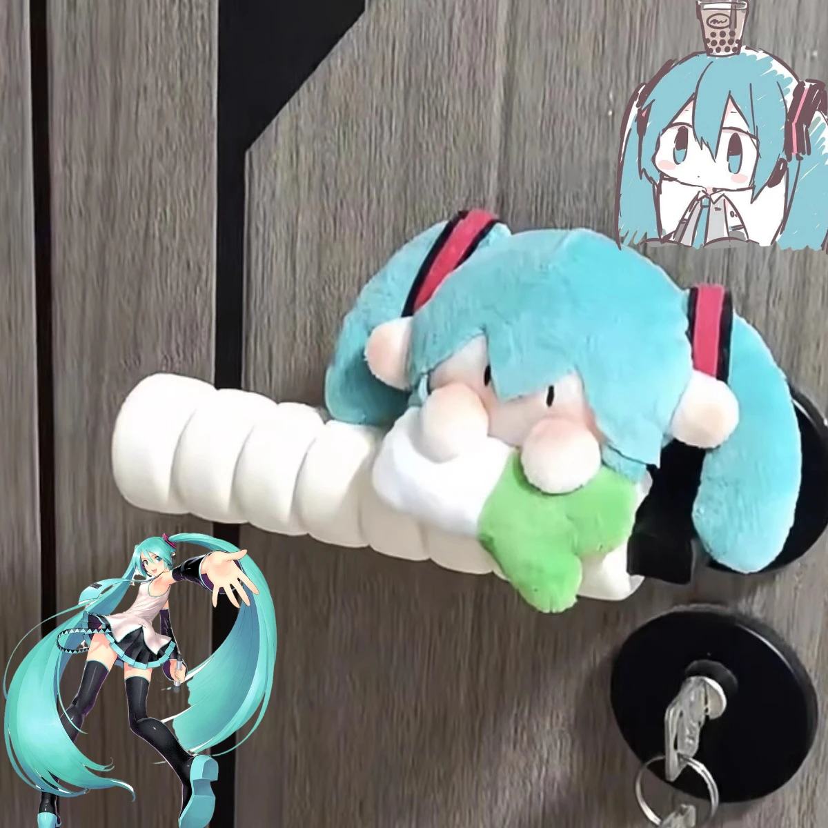

Hatsune Miku Cute Anime Cartoon Surrounding Cartoon Door Handle Protective Case Kawaii Girl Toy Figure Birthday Gift