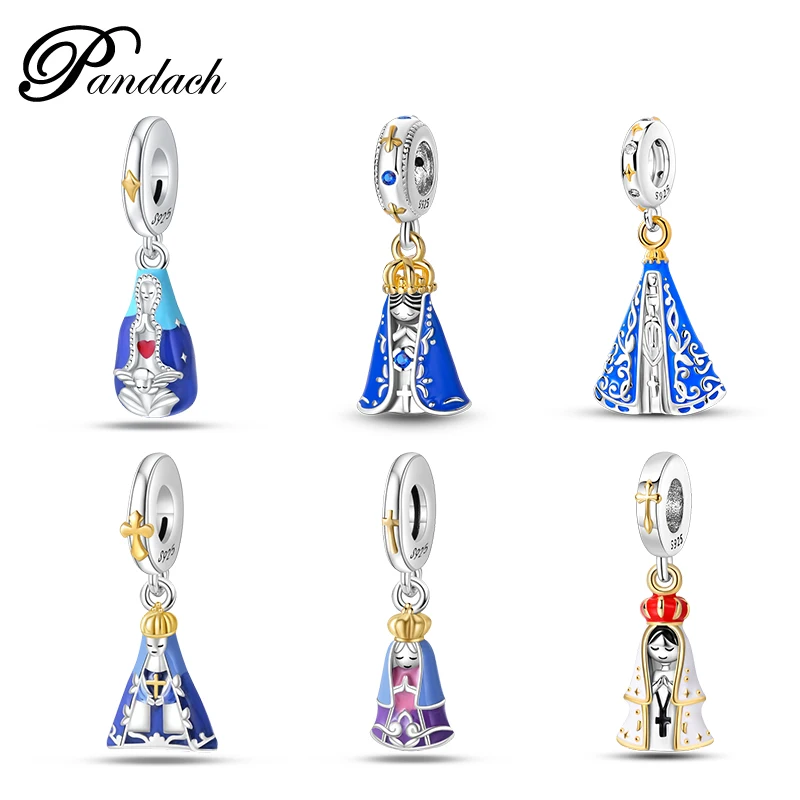 New 925 Sterling Silver Nossa Senhora Aparecida Dangle Charms Pendants Fit Original Pandora Bracelets Fine DIY Jewelry For Women